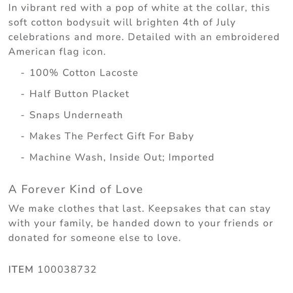 Janie & Jack Americana Flag Baby Polo Bodysuit Tomato Red Size 0-3 Months NEW - Picture 4 of 11